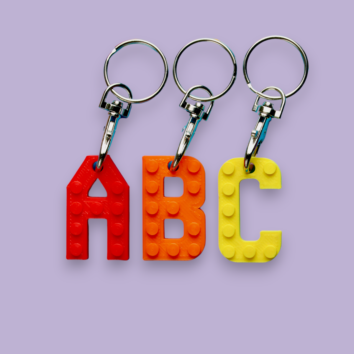 Brick Compatible Initial Keyrings - 3D Printed – Made Happy USA